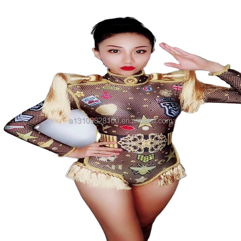 Costume Sexy Badge Uniform One-piece Bar Singer ds Female Officer Role Playing Costume