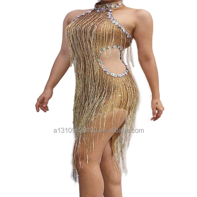 Sparkles rhinestone fringe waist sexy nightclub costume bar atmosphere party Gogo costume performance costume