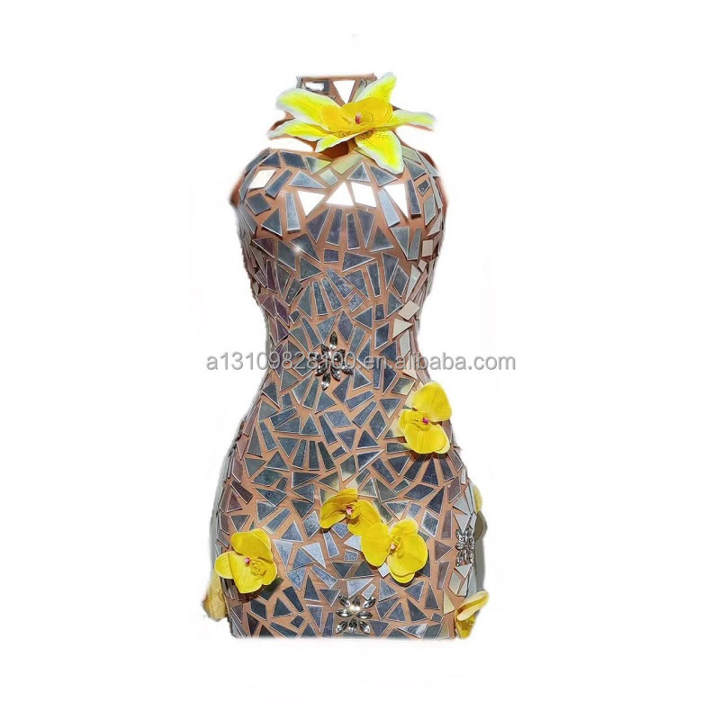 Jing Shui Laser Lens Flower Tight Neck Hanging Open Back Short Dress Jazz Birthday Party Nightclub Bar Performance Clothing