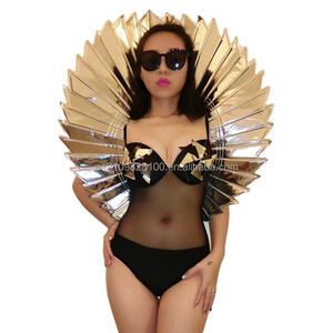 Atmospheric silver black front and backplane perspective one-piece women's song DjDs guest gogo costume