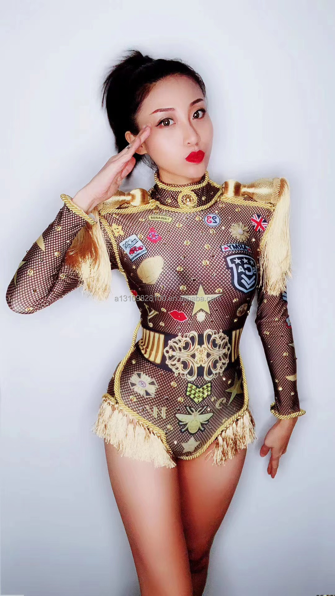 Costume Sexy Badge Uniform One-piece Bar Singer ds Female Officer Role Playing Costume