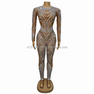 Spider Full Diamond Pearl Sexy Slim Fit Wrap Hip Singer Stage Model Walk Show Nightclub Bar Performance Dress