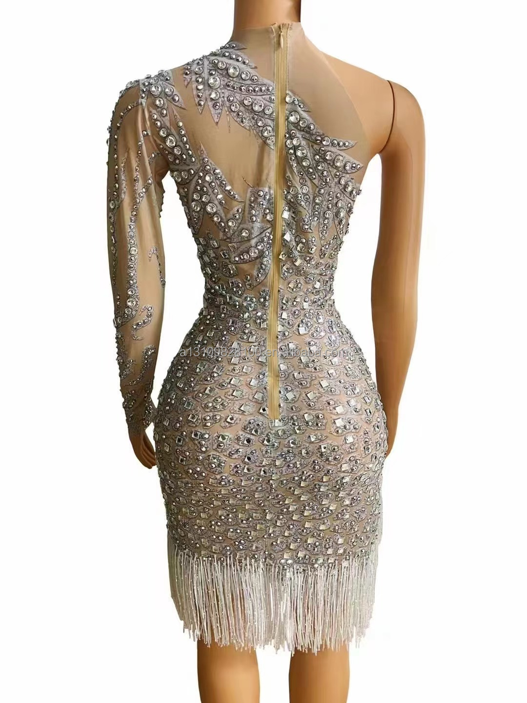 Luxury Beading Crystals Mermaid Cocktail Dress See Through  Sleeveless Short Celebrity Gowns Elegant Rhinestone Prom Party Dress