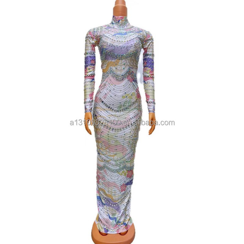 New Style Nightclub Female Singer DjDs Guest Gogo Modern Diamond Long Skirt Adult Stage Performance Costume