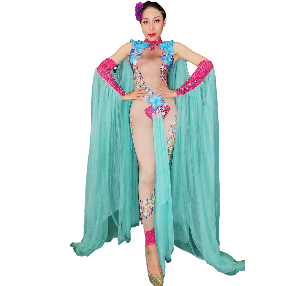 Nightclub model walking show photography portrait female singer fashion modern flower fairy all-in-one costume