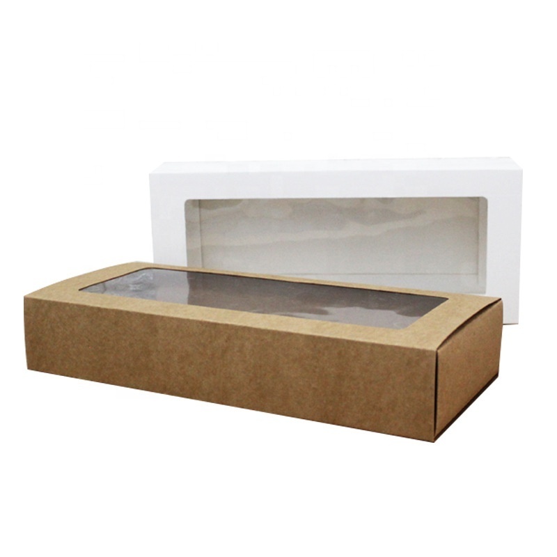 lower MOQ Manufacturer Brown Kraft Hanging Box Clear Pvc Window Cardboard Box Gift Boxes For Packaging