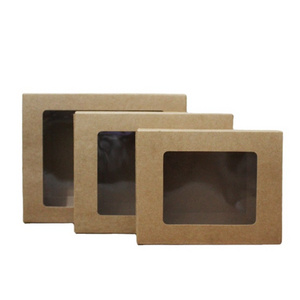 lower MOQ Manufacturer Brown Kraft Hanging Box Clear Pvc Window Cardboard Box Gift Boxes For Packaging