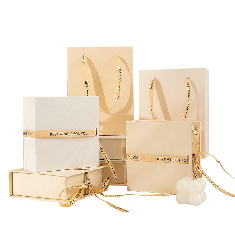 Custom Logo White Luxury Necklace Ring Earring Jewelry Gift Paper Packaging Box Jewelry Set Paper Gift Box With Ribbon