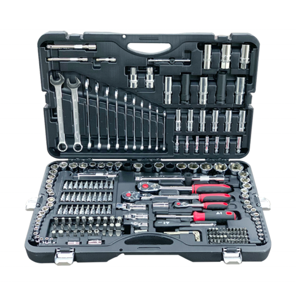 A1 Hot selling 215 Pcs 1/4'' & 3/8'' & 1/2''car repair tool box and ratchet handle socket set auto repair tools