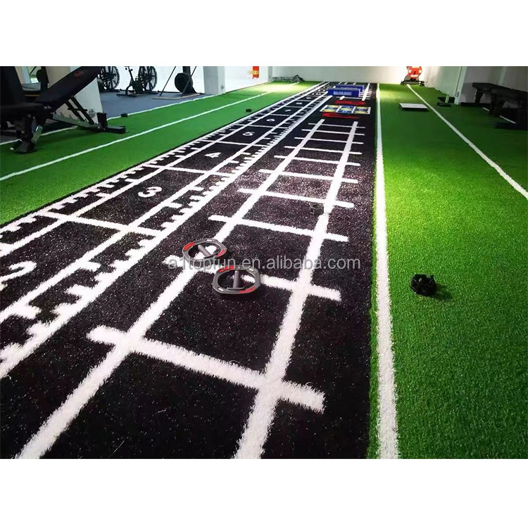 Multi-functional Grass Artificial Black/gray Grass Synthetic Turf Green Grass Carpet sled Gym Mat With Printing Logo