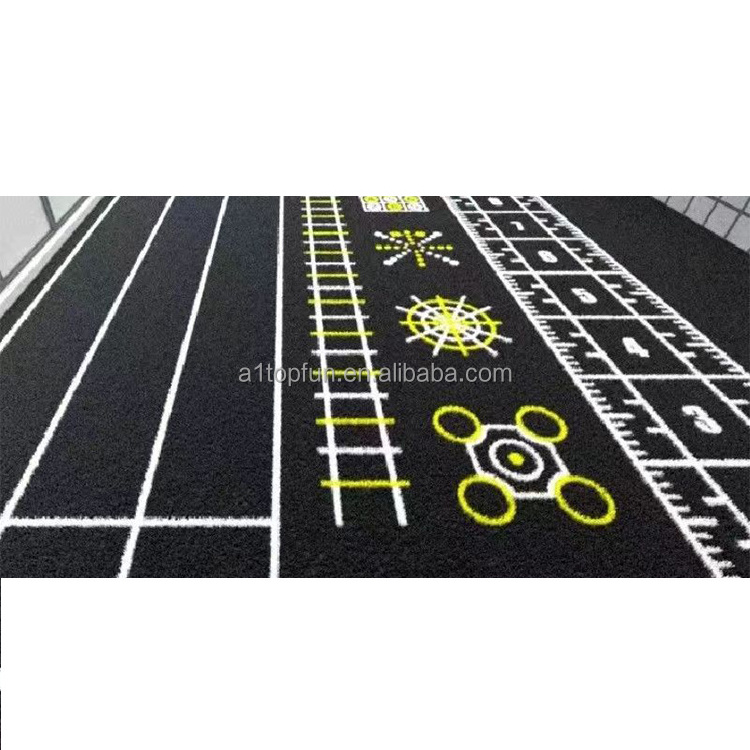 Multi-functional Grass Artificial Black/gray Grass Synthetic Turf Green Grass Carpet sled Gym Mat With Printing Logo