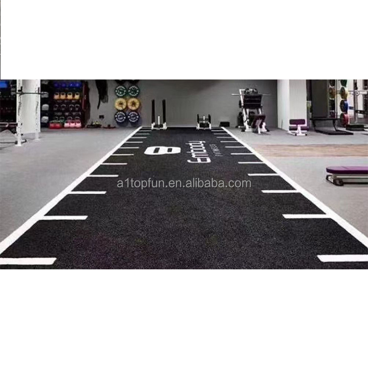 Multi-functional Grass Artificial Black/gray Grass Synthetic Turf Green Grass Carpet sled Gym Mat With Printing Logo