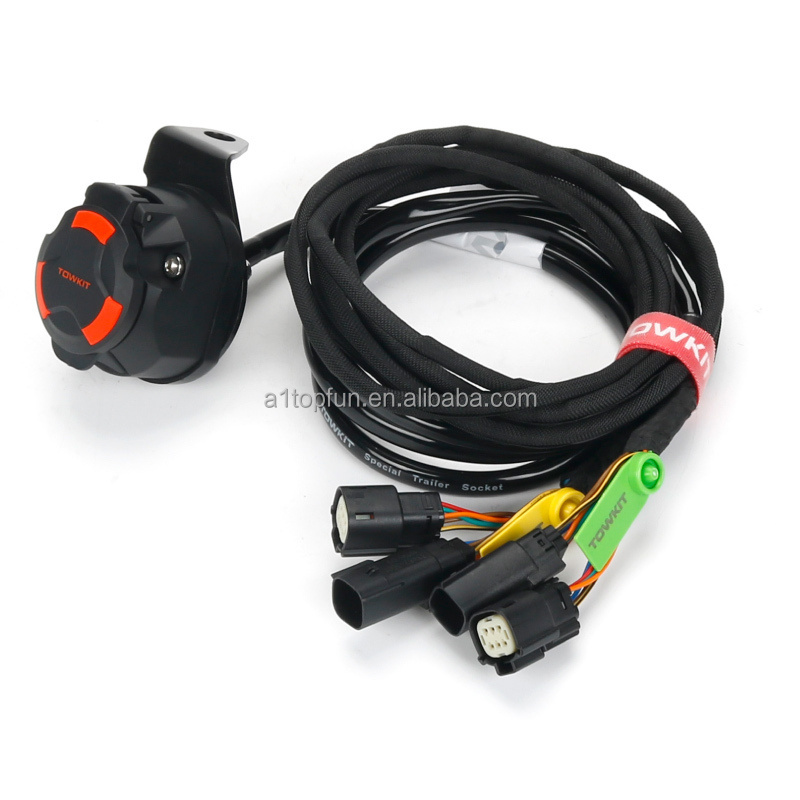 Trailer Cord Connector Cable Wiring Harness With Waterproof Junction Box Include 12v Breakaway Switch And Plug Hold