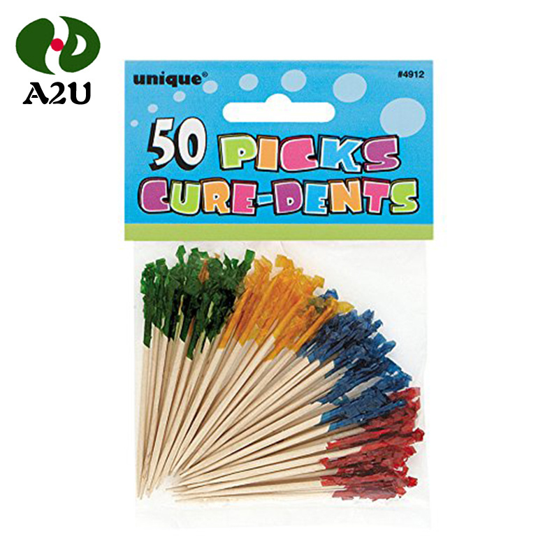 Eco-friendly Customized Bamboo Toothpick Flags Fruit Burger Cocktails Food Label Cocktails Toothpick With Low Price