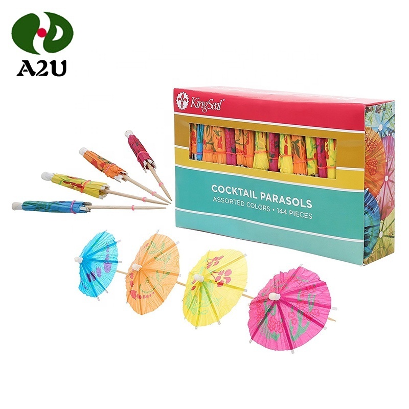 China Support Custom Bamboo and Wood Disposable Toothpick Cocktails Umbrella Toothpick for Party and Drink