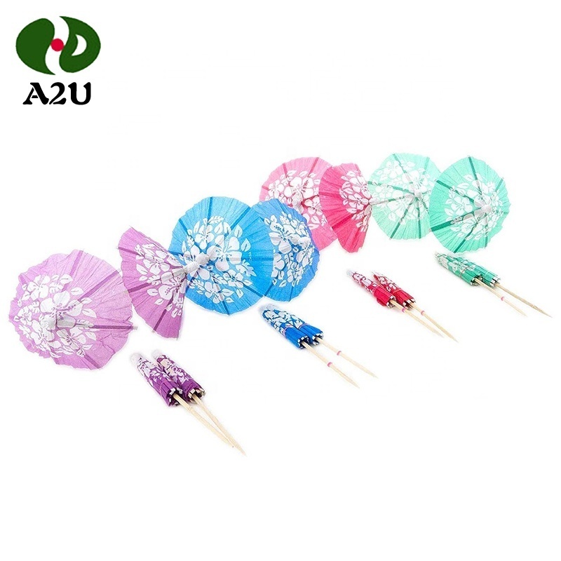 China Support Custom Bamboo and Wood Disposable Toothpick Cocktails Umbrella Toothpick for Party and Drink