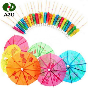 China Support Custom Bamboo and Wood Disposable Toothpick Cocktails Umbrella Toothpick for Party and Drink