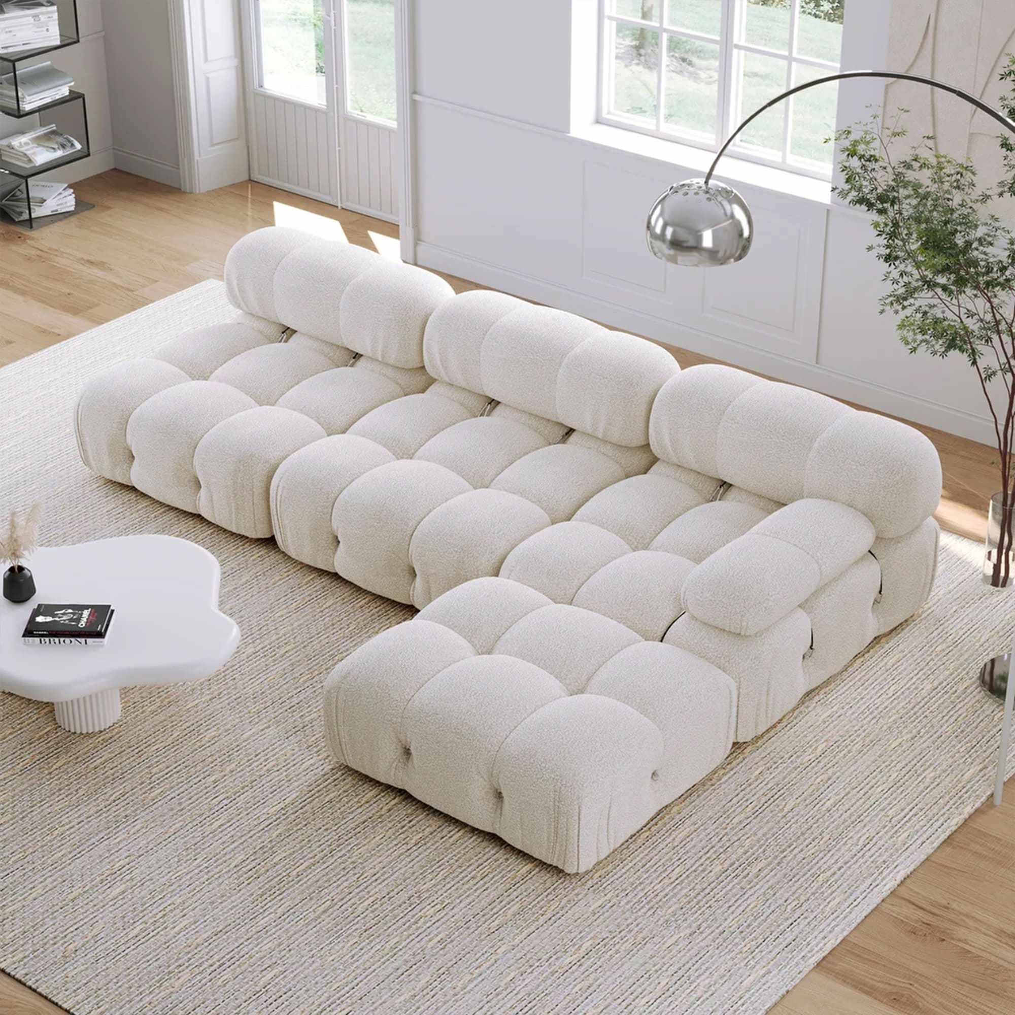 Modern Mario Bellini L Shape Modular Sectional Recliner Soft Wooden Sofa For Home Living Room