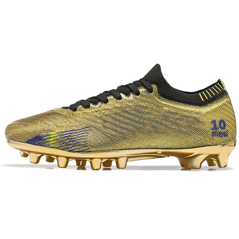 High Top Gold Long Spike Sneakers Wholesale Artificial Grass Trainer Shoes High Quality New Football Shoes For Men