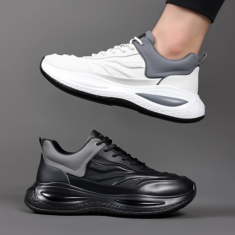 Factory straight leather new casual joggers men's shoes waterproof anti-slip and wear-resistant running shoes men