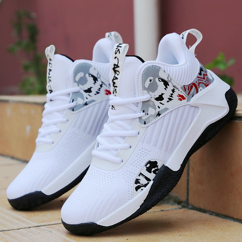 Sports men's sneakers manufacturer mesh surface breathable outdoor shoes Fashion high top comfortable basketball sport shoes