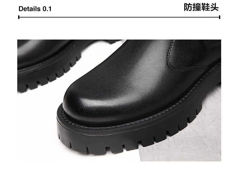 2023 Autumn And Winter New Cotton Boots Leather Men's Shoes Thick Soles High Top Black Martin Boots Men's Slip on Leather Boots