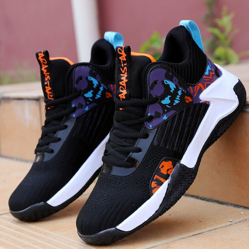 Sports men's sneakers manufacturer mesh surface breathable outdoor shoes Fashion high top comfortable basketball sport shoes