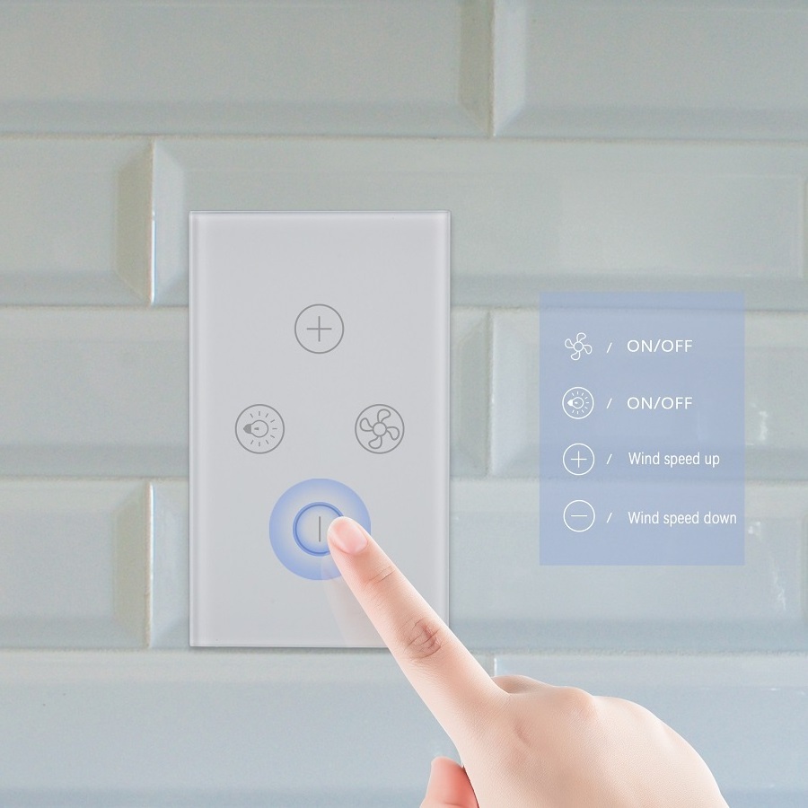 US/AU Standard Smart WIFI Touch Wall Switch with Fan and Light Control