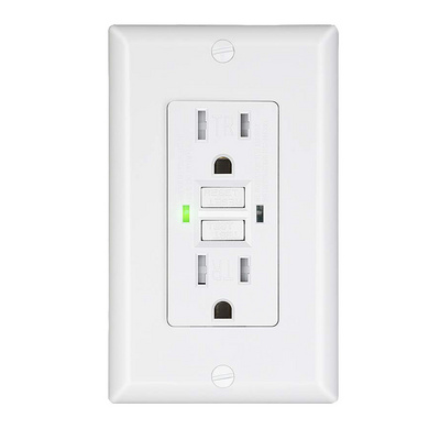 US Standard 110V 15A 60Hz Self Test TR Weather Resistant GFCI Wall Socket Outlet with LED Indicator