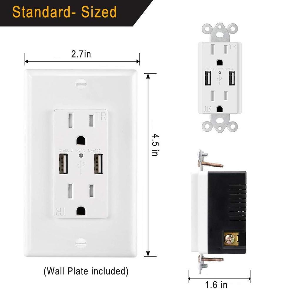 Free Sample 125V 15A Wall USB Outlet with Cover