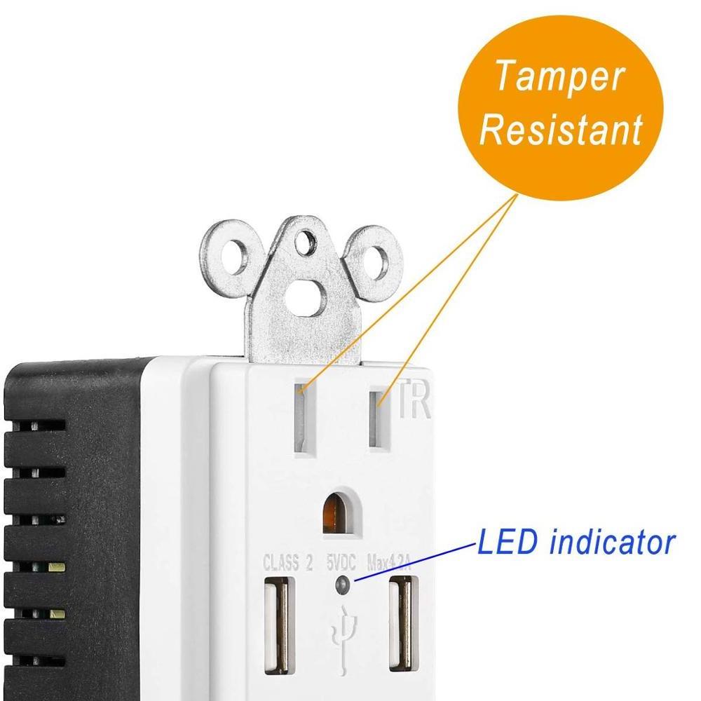 Free Sample 125V 15A Wall USB Outlet with Cover