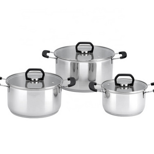 3 ply stackable thick base induction kitchen utensils kitchenware cooking pot casseroles 304 stainless steel cookware set