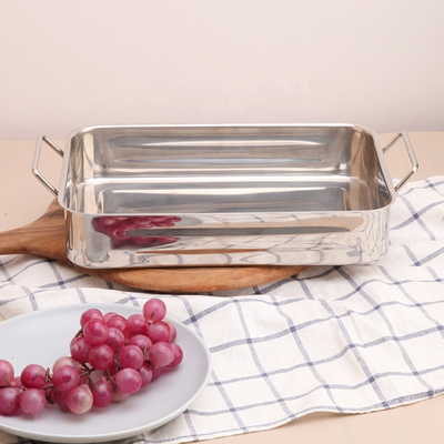 Christmas hot selling outdoor stainless steel turkey baking tray roasting square roast chicken roaster pan with cooling rack