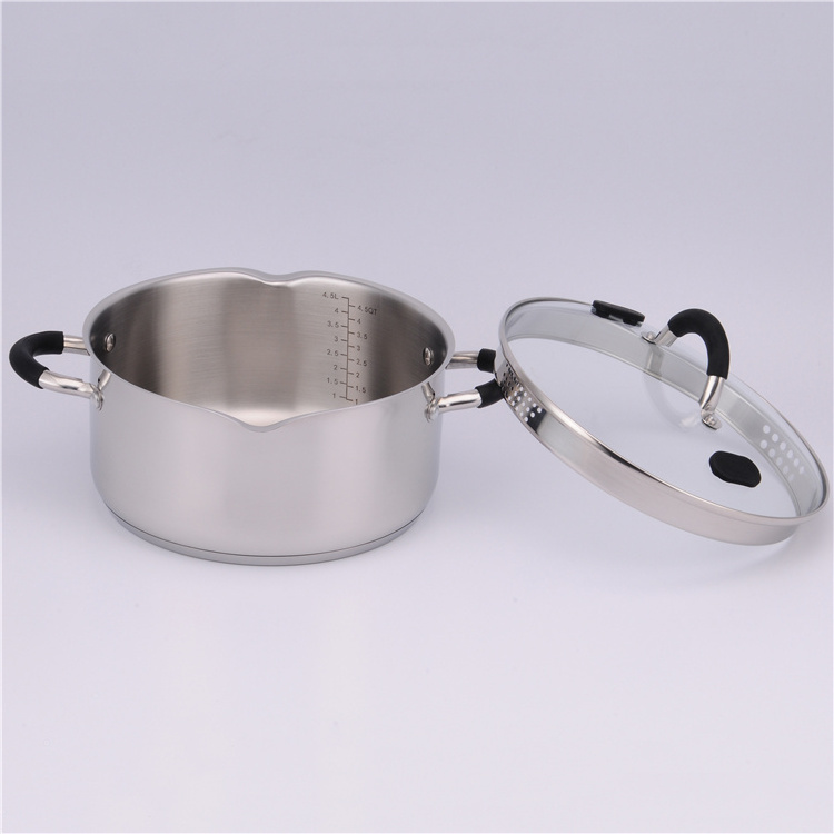 easy pouring spout stainless steel cookware soup pot for hot pot restaurant