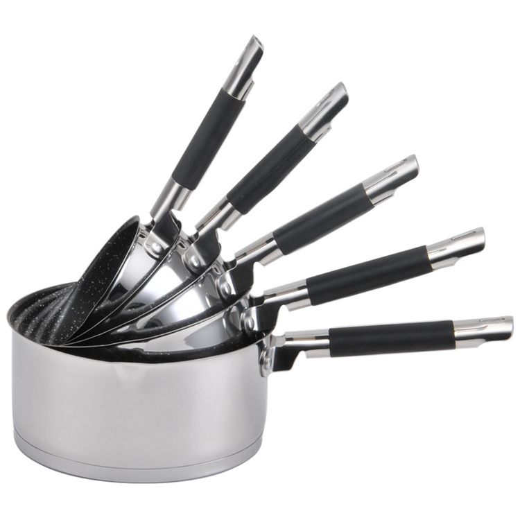 Sauce Pot 5 Pieces belly Stainless Steel Saucepan Milk Pan Morocco Milk Pot Set with Stainless Handle