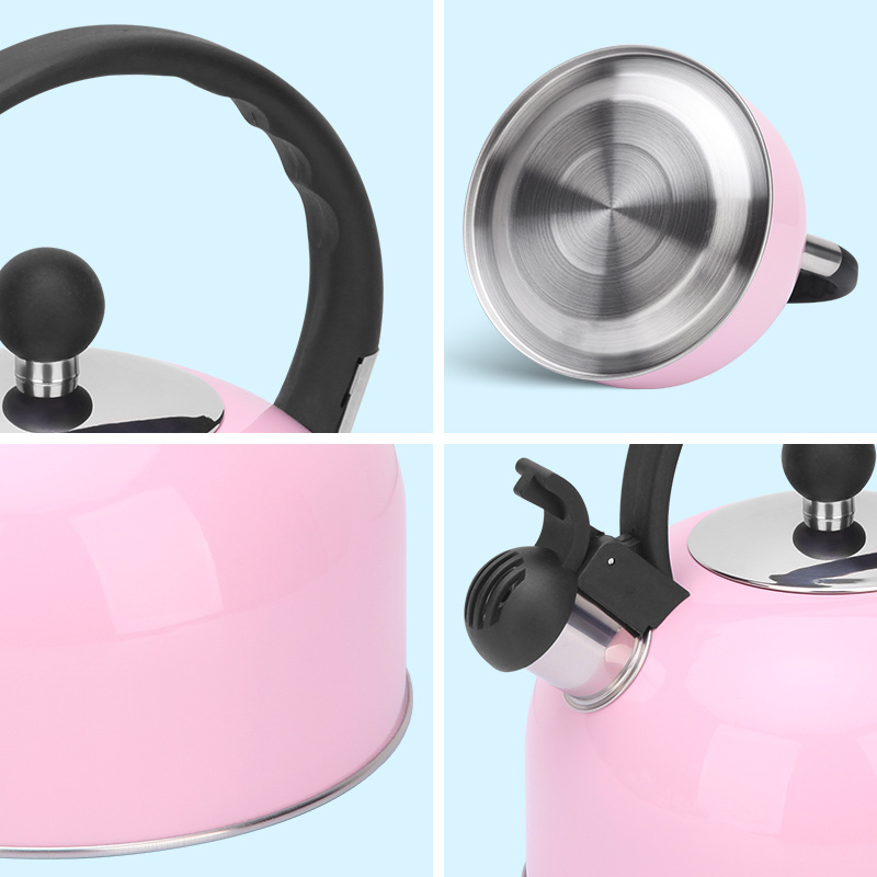 Hot Pink Tea Pot Stainless Steel Metal 2.5L Customized Kitchen Home Modern Whistling Pots Coffee Tea Kettle