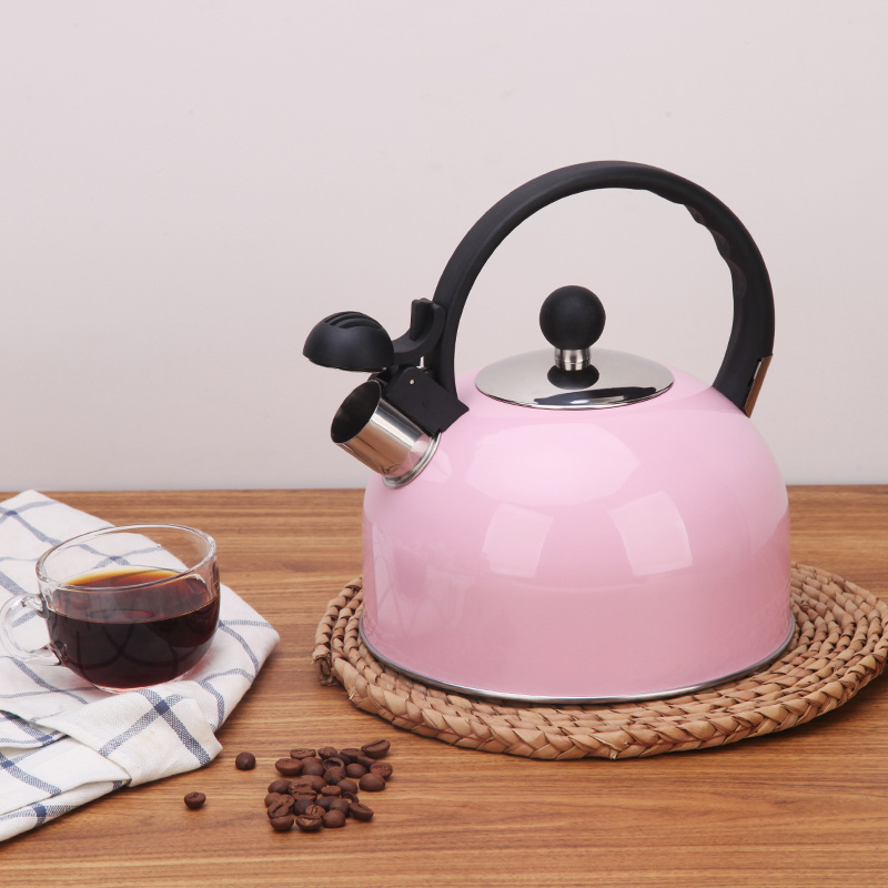 Hot Pink Tea Pot Stainless Steel Metal 2.5L Customized Kitchen Home Modern Whistling Pots Coffee Tea Kettle