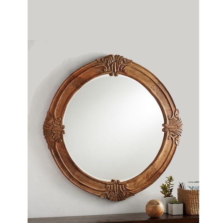 Unfinished Mango Wooden Wall Mirror Wholesale Custom Hand Finished Wall Hanging Wooden Framed Mirror exclusive design