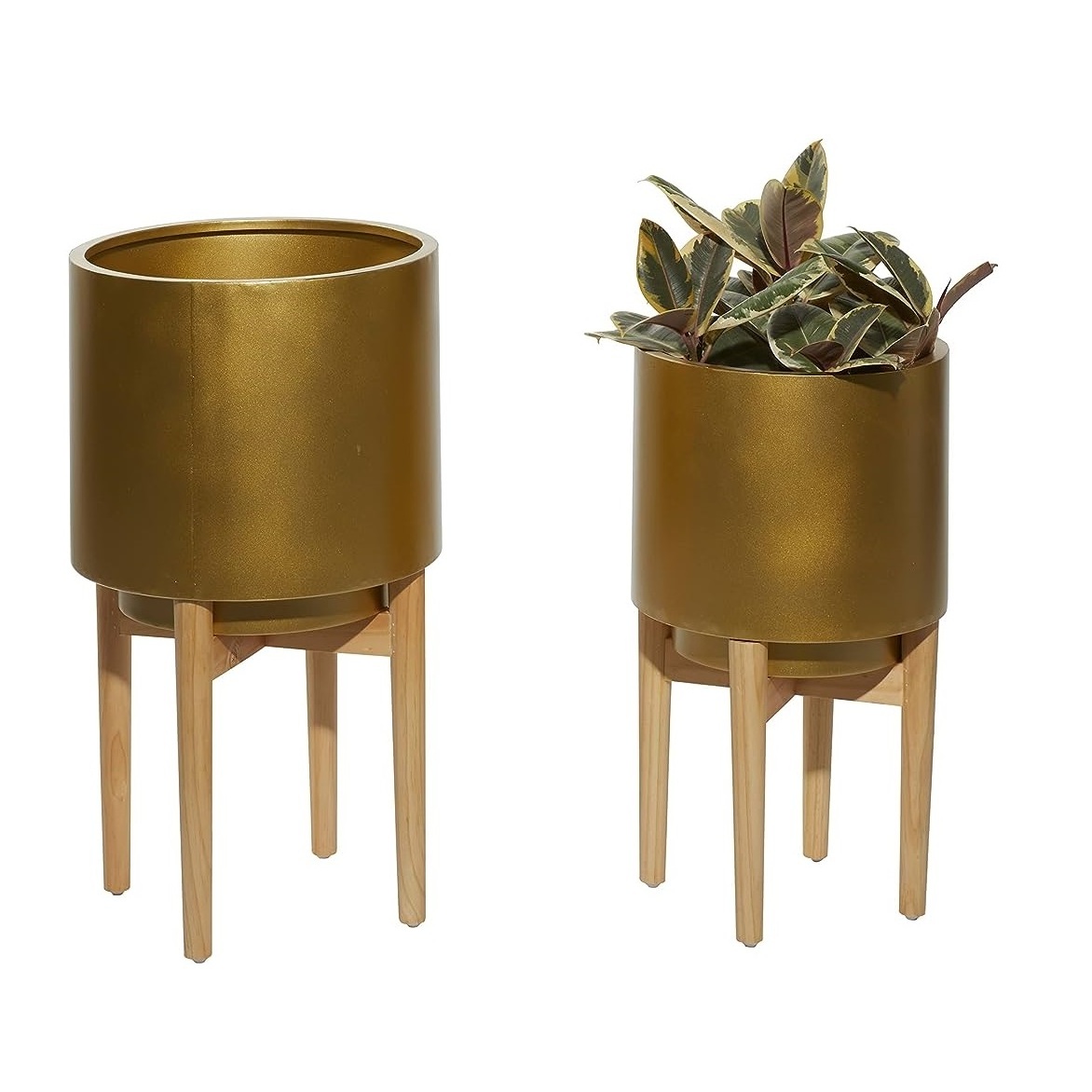 Classic Metal Planter Stand Glossy Garden Golden Finished Planter Indoor Planter for Table Top Living Room new arrival available