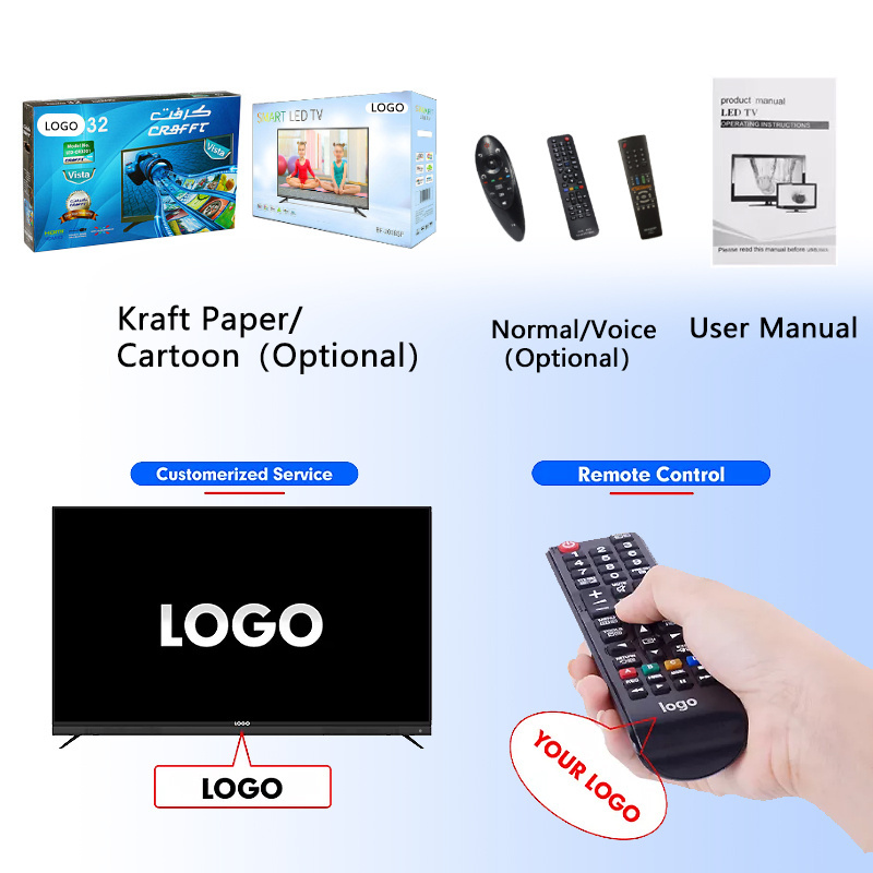 Multifunctional scene application TV OEM factory cheap 4K LED smart TV 32 43 55 65 100 inches