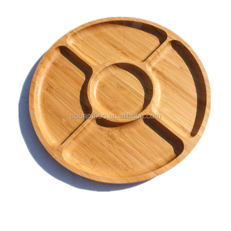 Lazy Susan Chip and Dip Set Rotating Bamboo Tray