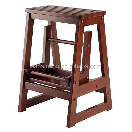 Bamboo wooden home furniture folding step stool wooden bench