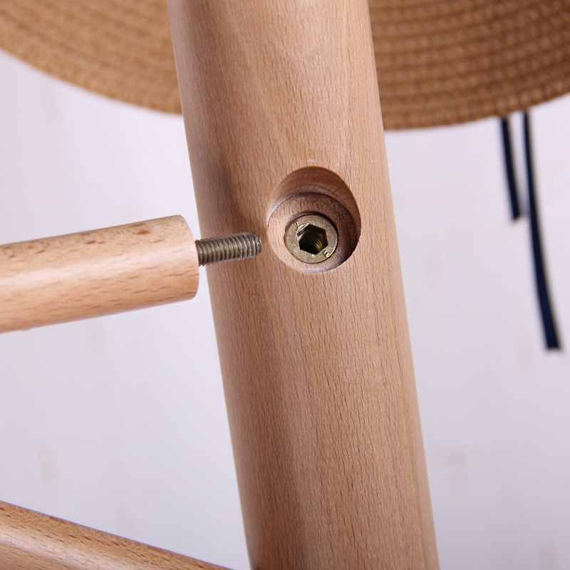 Free standing bamboo coat Rack with 8 bamboo wood hooks for clothes and hat hanger