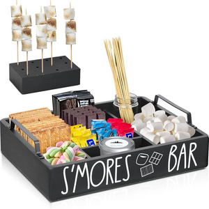 Modern Smores Caddy Smores Accessories Organizer Farmhouse S'Mores Bar Holder With Handles Smores Maker Box