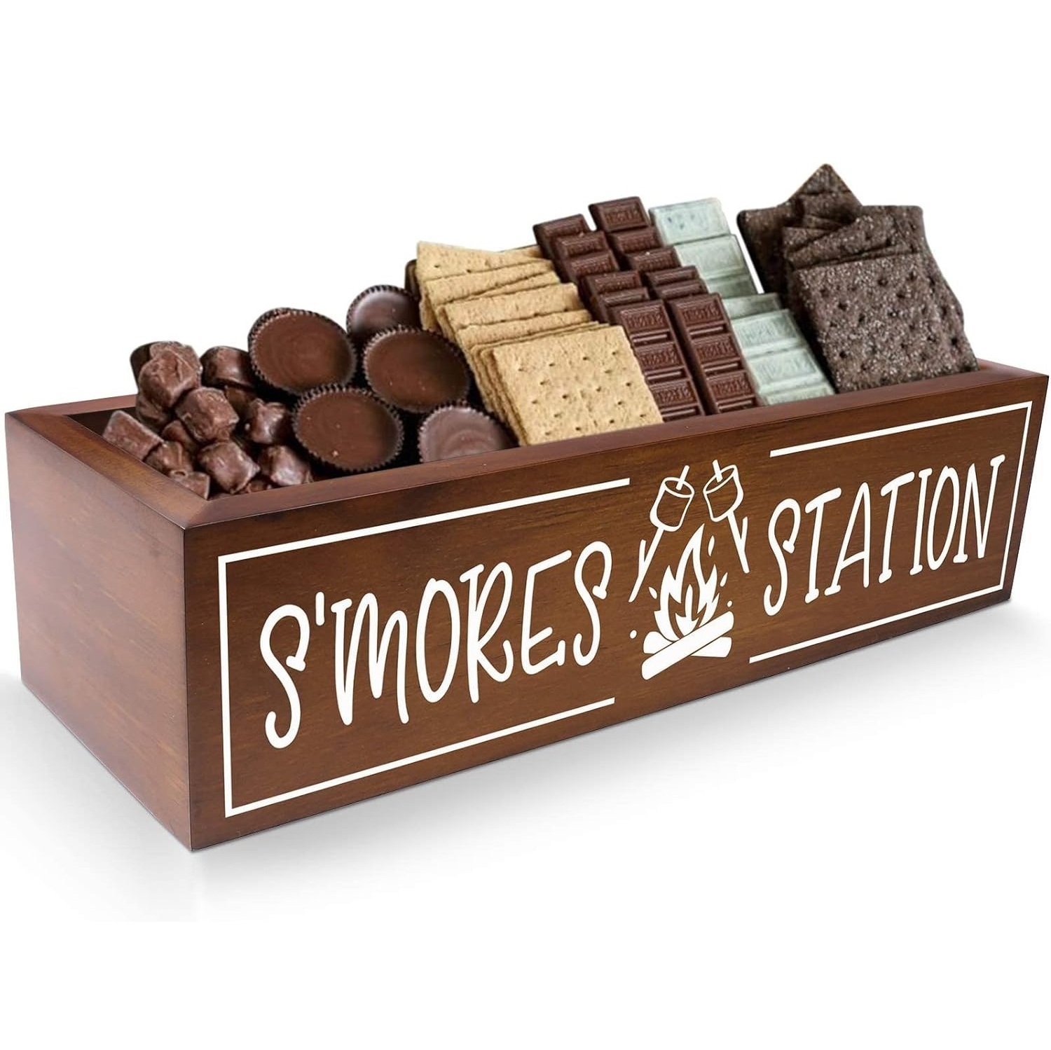 Bamboo Smores Station Box Smores Bar Holder Farmhouse Kitchen Decor Rustic Smores Roasting Station