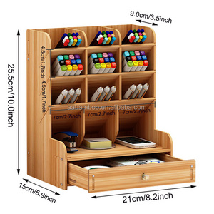 Bamboo Desktop Storage Box Office Wooden Organizer Shelf Multi-layer Display Storage Rack