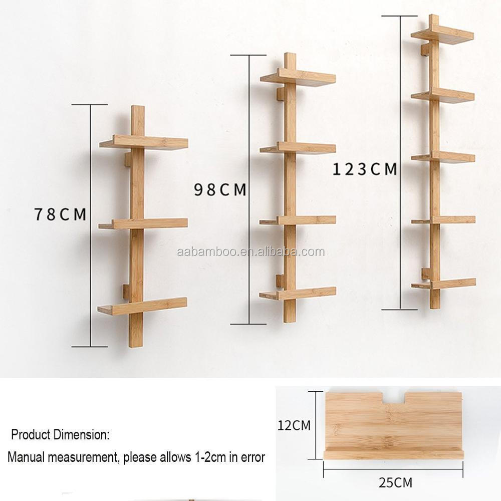 Tiers Bamboo Rack Wooden Wall Shelf Organizer Hanging Plant Stand