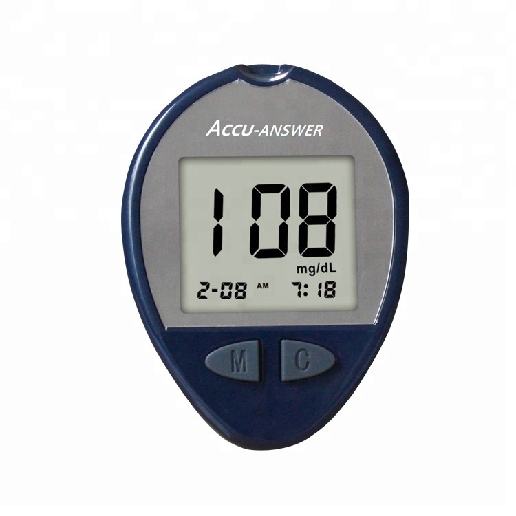 ACCUANSWER Factory price CE approved home use no coding digital diabetic blood glucose meter with test strips