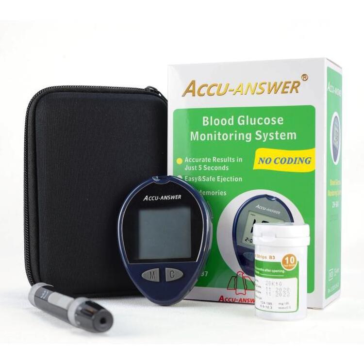 ACCUANSWER Factory price CE approved home use no coding digital diabetic blood glucose meter with test strips