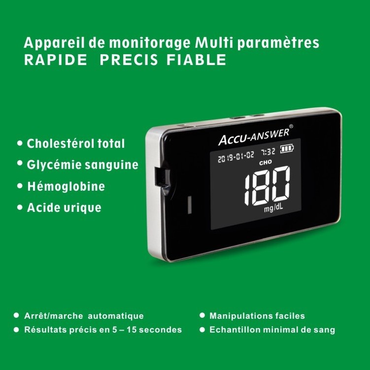 ACCU ANSWER medical supplies 4 in 1 Glucose Meter Uric Acid Hemoglobin Cholesterol Tester Blood Sugar Testing Equipment